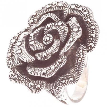Кольцо Цветок с марказитом из серебра (арт. 735333)