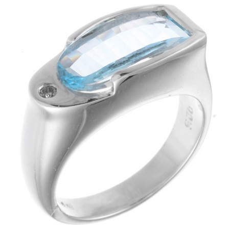 Кольцо с бриллиантом, топазом из серебра (арт. 736365)