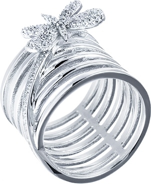 Кольцо с фианитами из серебра (арт. 737136)