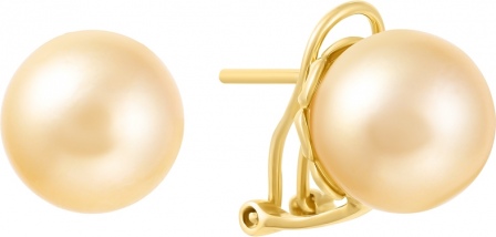 Серьги с 2 жемчугом из жёлтого золота (арт. 737476)
