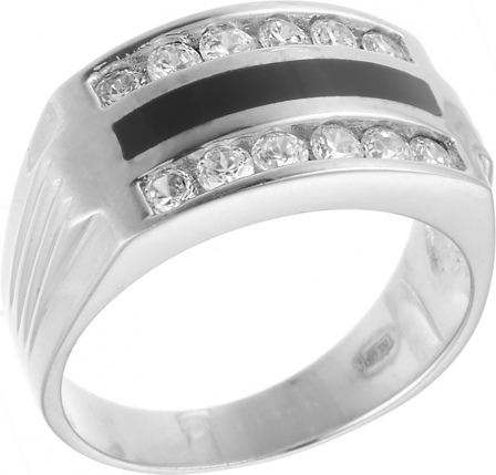 Кольцо с эмалью и фианитами из серебра (арт. 742242)