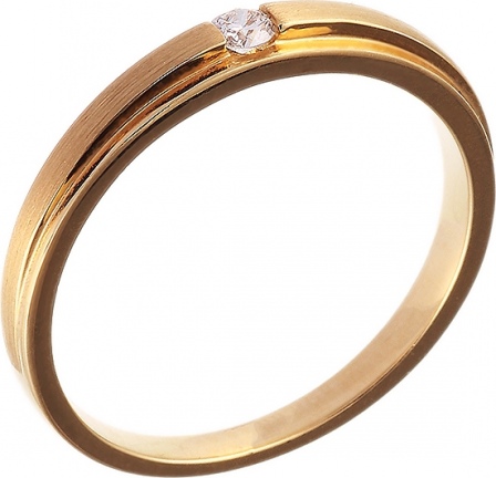 Кольцо с 1 бриллиантом из жёлтого золота (арт. 744722)