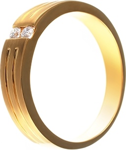 Кольцо с 2 бриллиантами из жёлтого золота (арт. 744724)