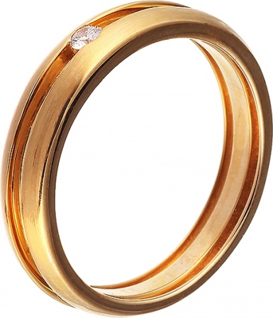 Кольцо с 1 бриллиантом из жёлтого золота (арт. 744726)