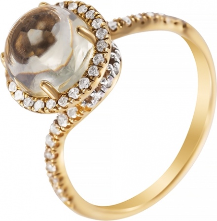 Кольцо с аметистом и бриллиантами из жёлтого золота (арт. 744819)