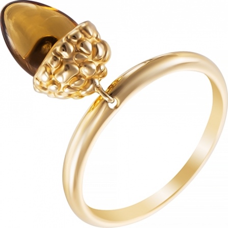 Кольцо с кварцем и бриллиантом из жёлтого золота (арт. 745005)