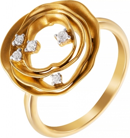 Кольцо с 5 бриллиантами из жёлтого золота (арт. 745081)