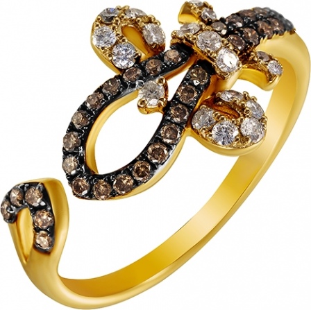 Кольцо с 50 бриллиантами из жёлтого золота (арт. 745109)