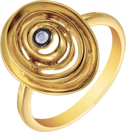Кольцо с 1 бриллиантом из жёлтого золота (арт. 745250)