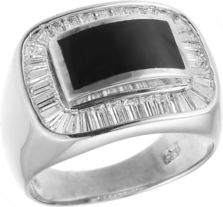 Кольцо с эмалью и фианитами из серебра (арт. 748214)