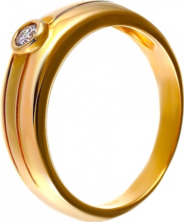 Кольцо с 1 бриллиантом из жёлтого золота (арт. 749509)