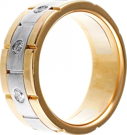 Кольцо с 3 бриллиантами из комбинированного золота (арт. 749514)