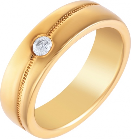 Кольцо с 1 бриллиантом из жёлтого золота (арт. 749575)