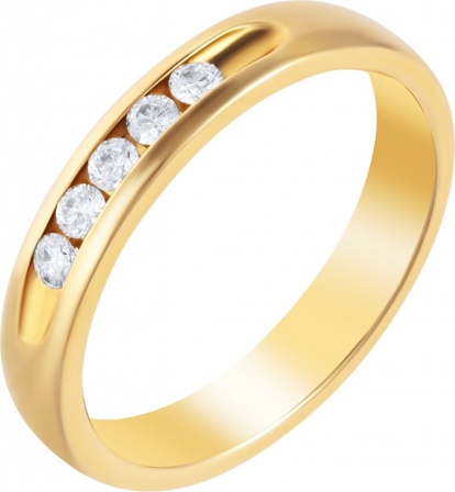 Кольцо с 5 бриллиантами из жёлтого золота (арт. 749587)