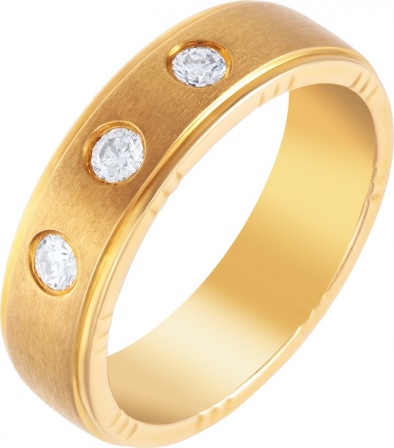 Кольцо с 3 бриллиантами из жёлтого золота (арт. 749591)
