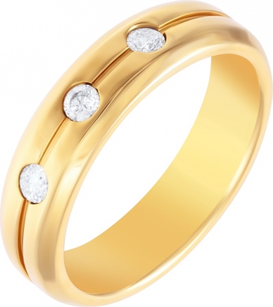 Кольцо с 3 бриллиантами из жёлтого золота (арт. 749638)