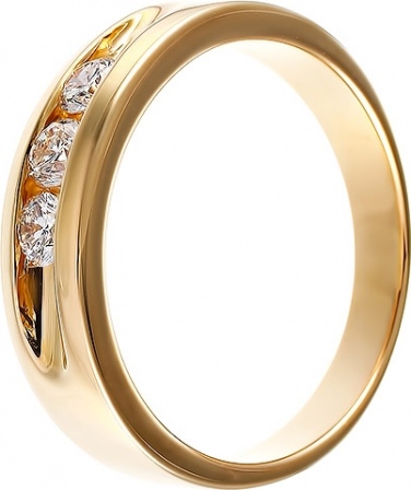Кольцо с 3 бриллиантами из жёлтого золота (арт. 749684)