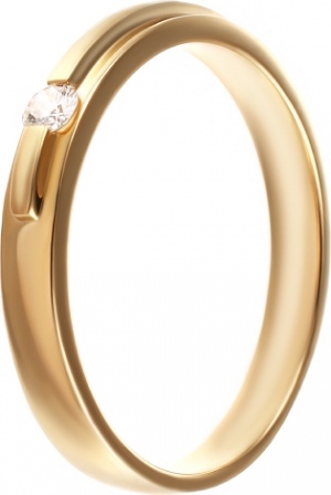 Кольцо с 1 бриллиантом из жёлтого золота (арт. 749723)