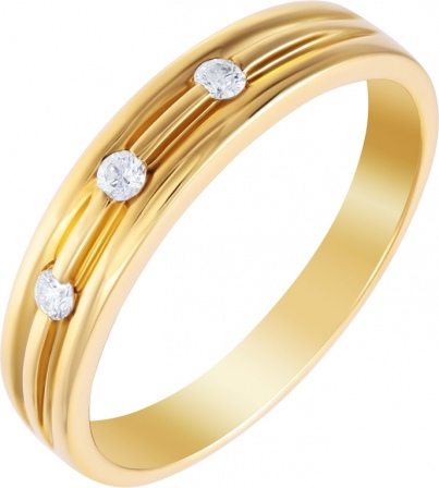 Кольцо с 3 бриллиантами из жёлтого золота (арт. 749977)