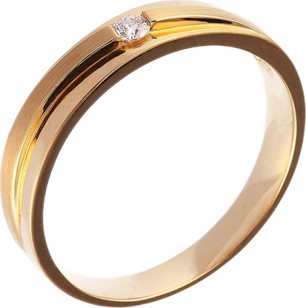 Кольцо с 1 бриллиантом из жёлтого золота (арт. 757018)
