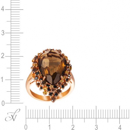 Кольцо с аметистами, сапфирами и бриллиантами из красного золота (арт. 757346)