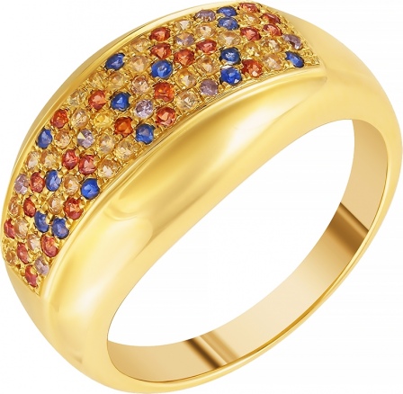 Кольцо с сапфирами и бриллиантами из жёлтого золота (арт. 759804)