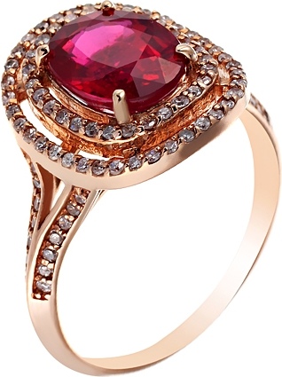 Кольцо с рубином и бриллиантами из красного золота (арт. 760291)