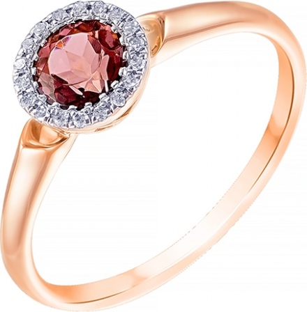 Кольцо с турмалином и бриллиантами из красного золота (арт. 765466)