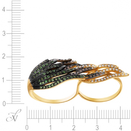 Кольцо с цаворитами и бриллиантами из жёлтого золота (арт. 765867)