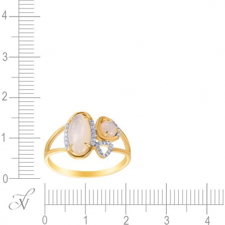 Кольцо с перламутром и бриллиантами из жёлтого золота (арт. 766198)