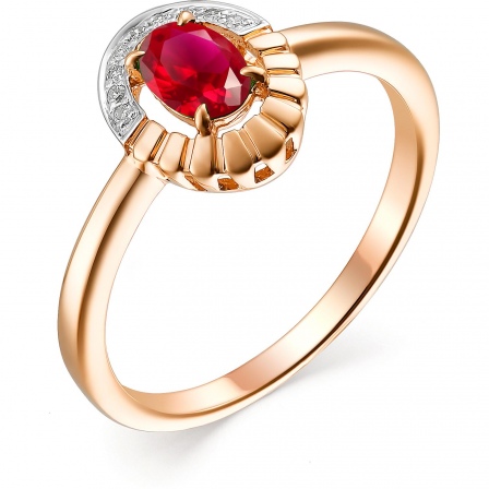 Кольцо с рубином и бриллиантами из красного золота (арт. 800148)