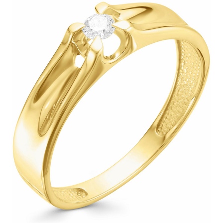 Кольцо с 1 бриллиантом из жёлтого золота (арт. 800635)