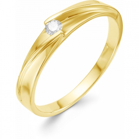 Кольцо с 1 бриллиантом из жёлтого золота (арт. 801060)