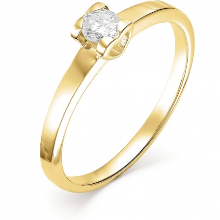 Кольцо с 1 бриллиантом из жёлтого золота (арт. 801066)