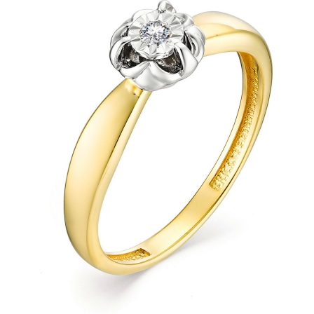 Кольцо с 1 бриллиантом из жёлтого золота (арт. 801211)