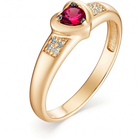 Кольцо с рубином и бриллиантами из красного золота (арт. 801252)