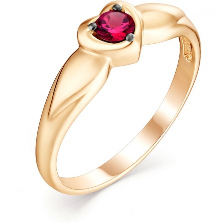 Кольцо Сердце с 1 рубином из красного золота (арт. 801259)