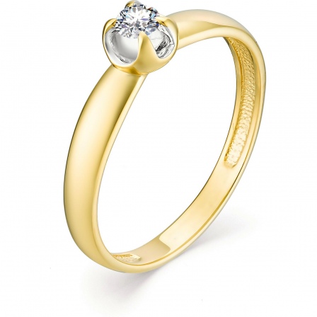 Кольцо с 1 бриллиантом из жёлтого золота (арт. 801319)