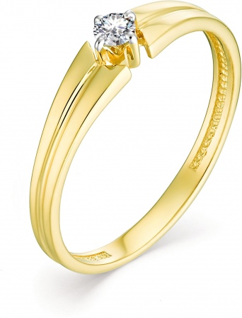 Кольцо с 1 бриллиантом из жёлтого золота (арт. 801327)