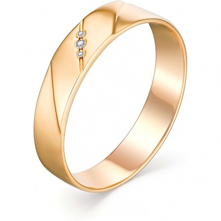 Кольцо с 3 бриллиантами из красного золота (арт. 801336)