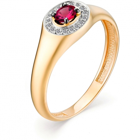 Кольцо с рубином и бриллиантами из красного золота (арт. 801361)