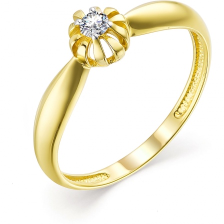 Кольцо с 1 бриллиантом из жёлтого золота (арт. 801409)