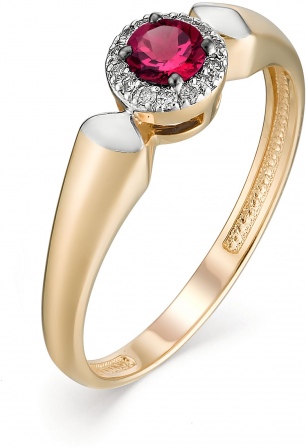 Кольцо с рубином и бриллиантами из красного золота (арт. 801539)