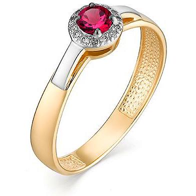 Кольцо с рубином и бриллиантами из красного золота (арт. 801557)