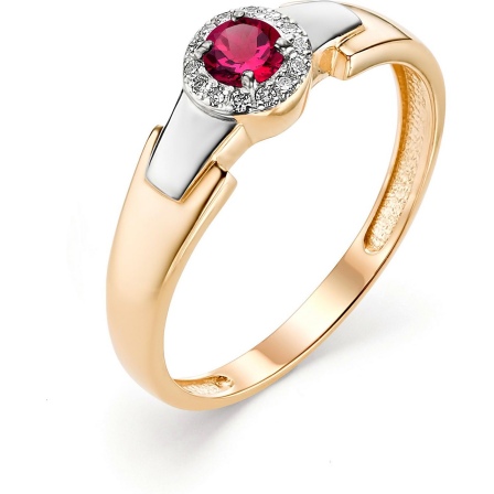 Кольцо с рубином и бриллиантами из красного золота (арт. 801575)