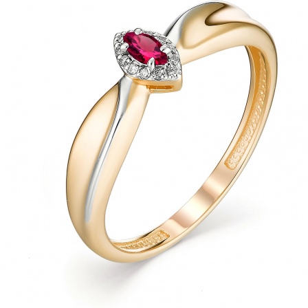 Кольцо с рубином и бриллиантами из красного золота (арт. 801670)
