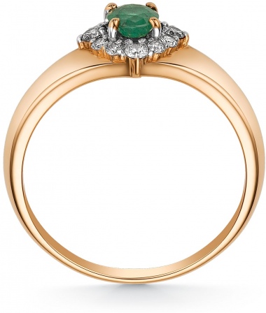 Кольцо с изумрудом и бриллиантами из красного золота (арт. 801783)