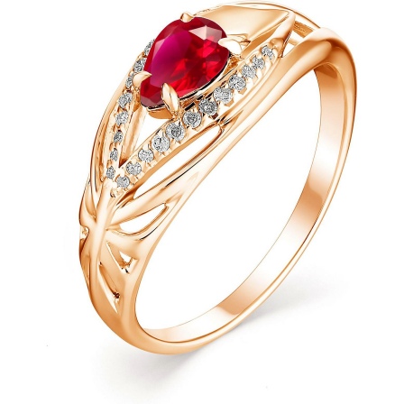 Кольцо с рубином и бриллиантами из красного золота (арт. 801788)