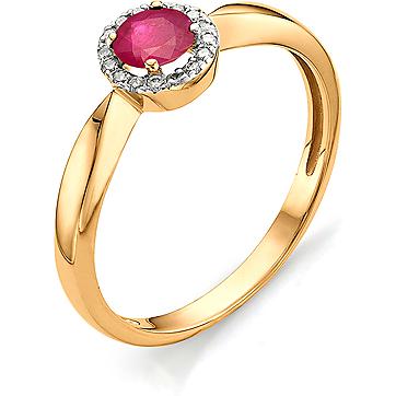 Кольцо с рубином и бриллиантами из красного золота (арт. 801795)