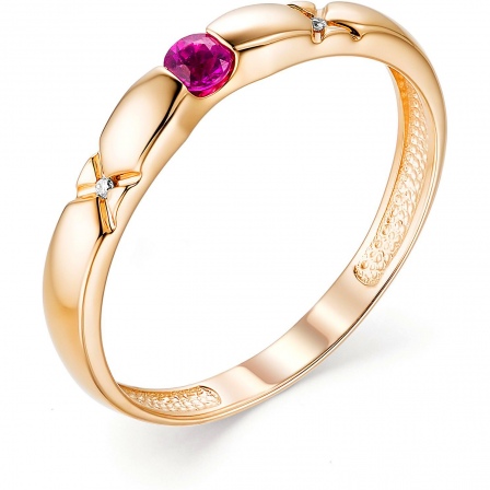 Кольцо с рубином и бриллиантами из красного золота (арт. 801830)